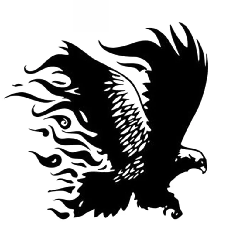 Eagle Bird Fire Predator Fire Bird Car Sticker Decorative Decal Pvc Motorcycle Car Decal Sticker, Black/white, 20cm*19cm