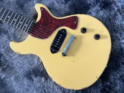 Hand Made Electric Guitar, Yellow Color, Red Turtle Shell Pickguard, 6 Strings, China