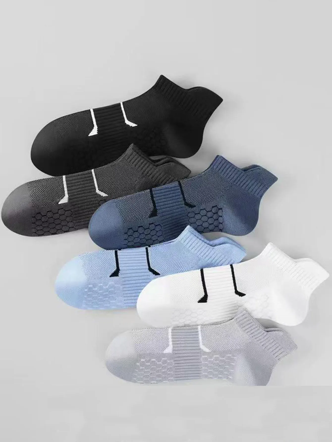 1/3/6 أزواج الرجال الكاحل الجوارب مخطط الرياضة الكاحل الجوارب المضادة للانزلاق الرياضة كرة القدم الجري المشي لمسافات طويلة دراجة جورب