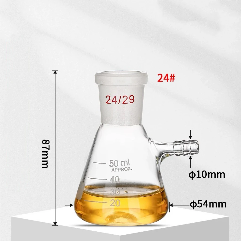 בקבוק סינון מעבדה עם פה לשאיבת זכוכית ואקום בין 50 מיליליטר ל-2000 מיליליטר