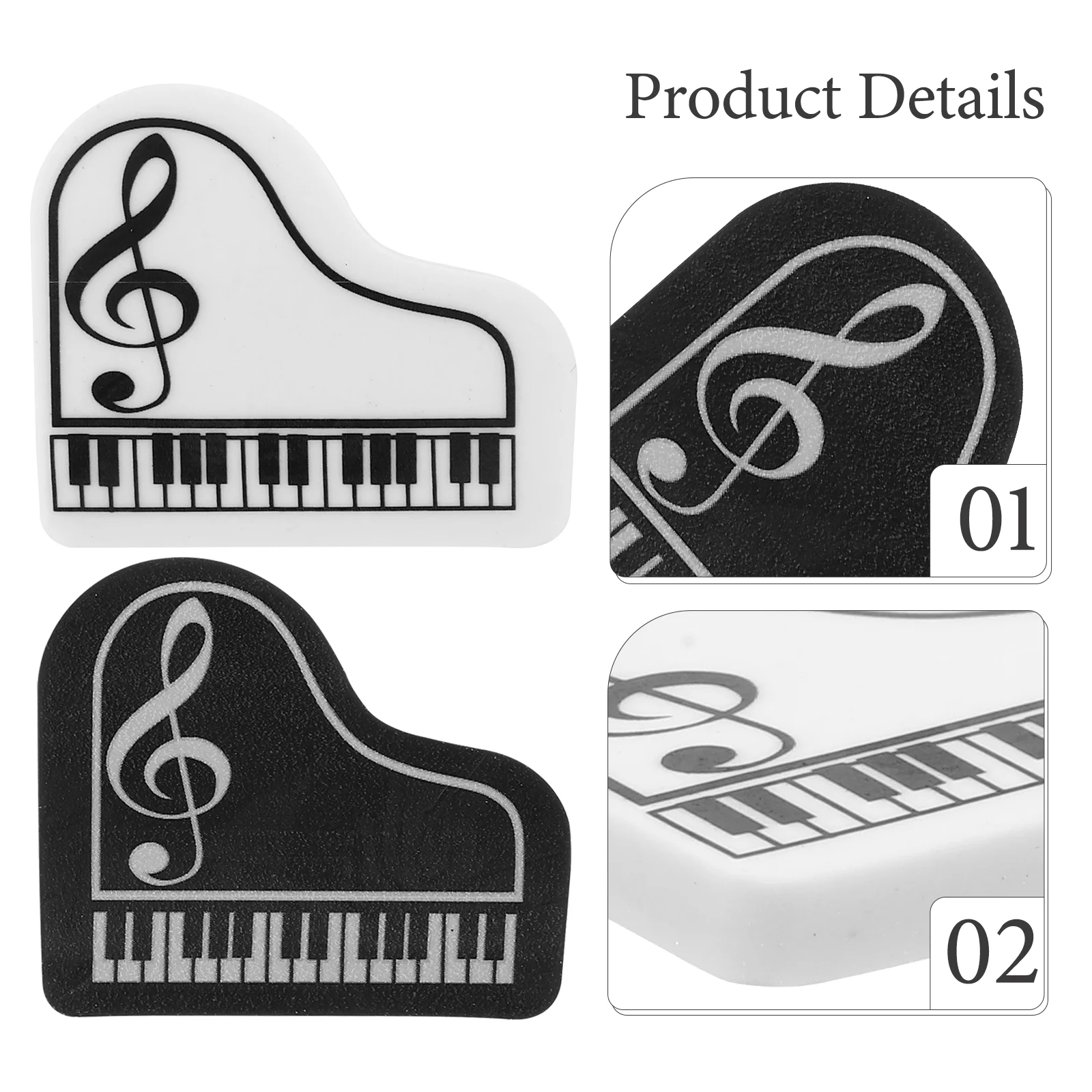 10 Pcs Piano Eraser Cute Erasers for Kids Multi-function Stationery Convenient Pencil Portable School Child