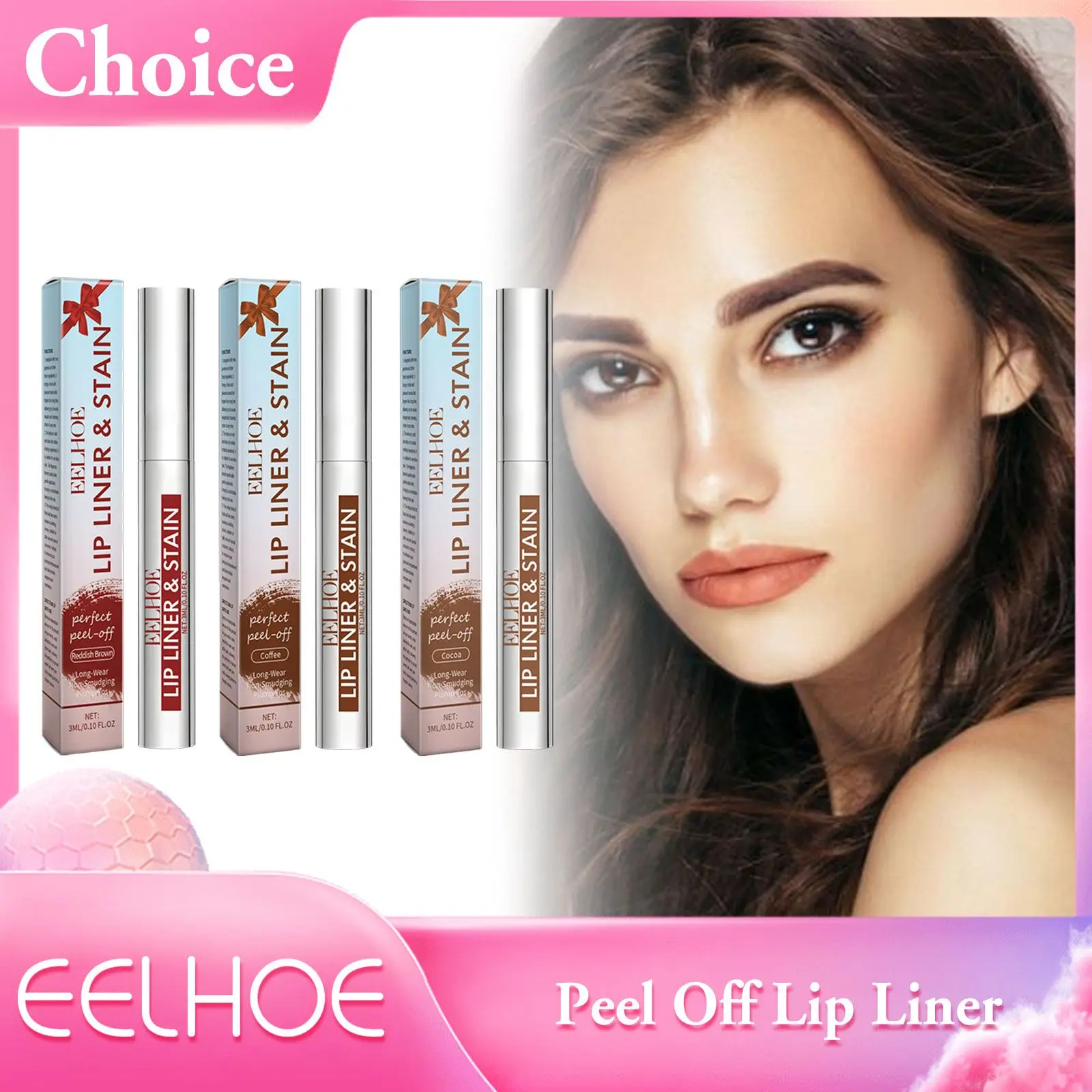 EELHOE Peel Off Lip Liner Natural Waterproof Long Lasting Non-Stick Lip Stain Matte Lip Gloss 3 Colors Lipliner Makeup Cosmetics