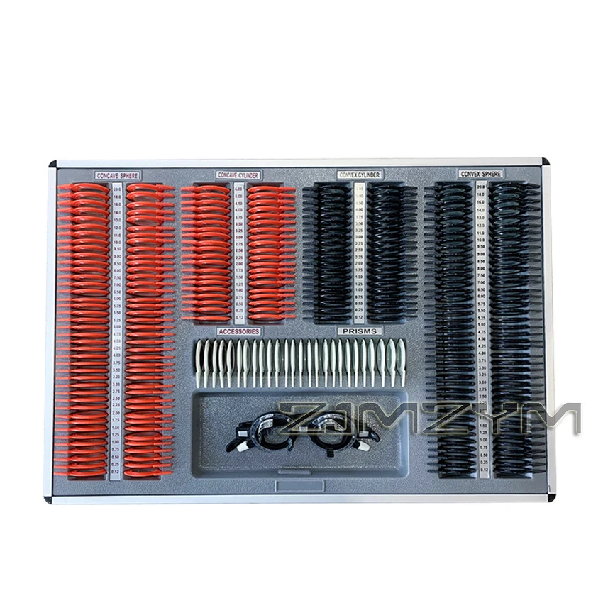 266Pcs Optical Trial Lens Set Box Optical Optometry Rim Case Kit Set Plastic Ring Trial Lens Set Aluminum Case Box Trial Frame