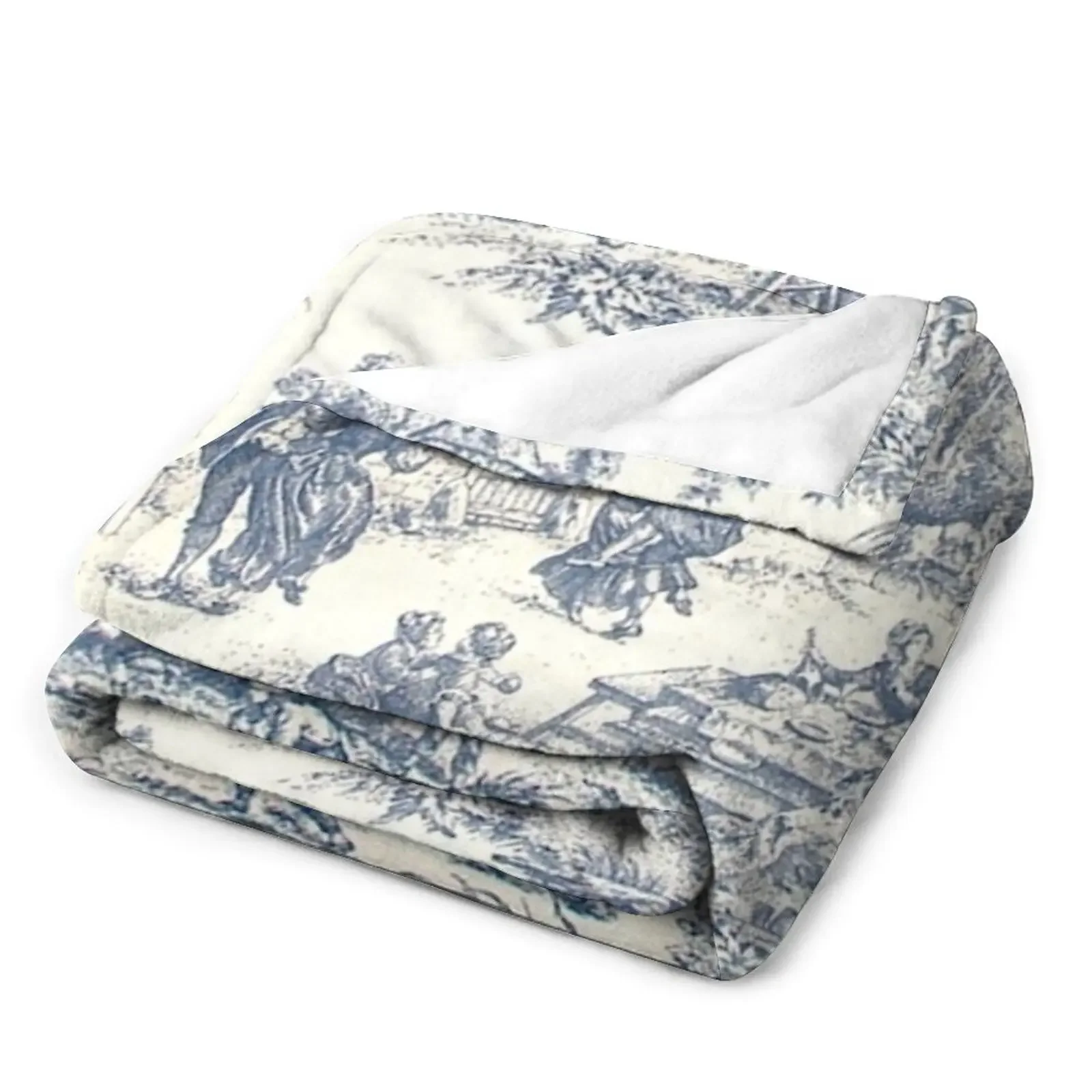 Toile de Jouy Number 2 Throw Blanket Sofa Quilt Dorm Room Essentials blankets and throws Personalized Gift