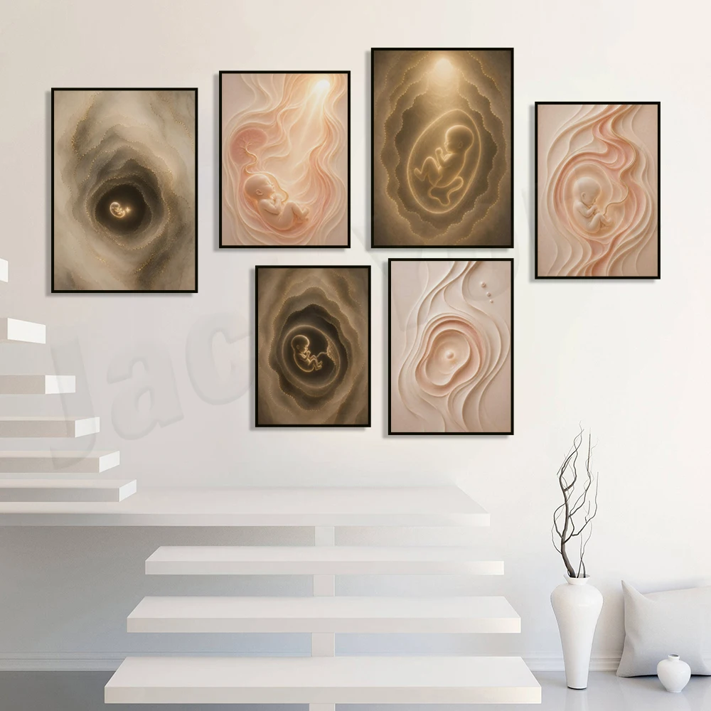 Female anatomical art, embryonic development printing, uterus art, fertility clinic, gynecology clinic wall decoration posters