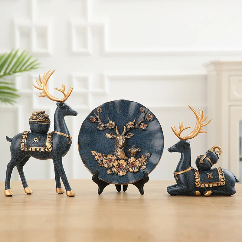 

29cm modern Simplicity Sika deer resin Arts and Crafts Sculpture living room home accessories Children's office room decoration