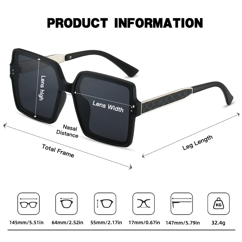 Juncture polarizado feminino óculos de sol oversized quadrado moda óculos de sol para mulher casual estilo festa presente do feriado senhora