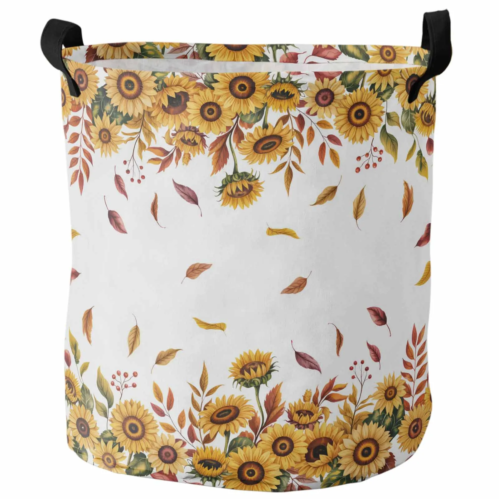 

Retro Sunflower Autumn Leaves Foldable Dirty Laundry Basket Kid's Toy Organizer Waterproof Storage Baskets
