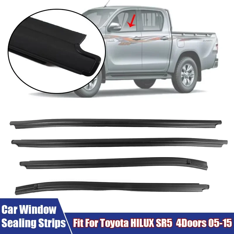 Accessori auto Porta Finestra Modanatura del vetro Trim Guarnizione Cintura di tenuta in gomma adatta per Toyota HILUX SR5 Quattro porte 2005-2015