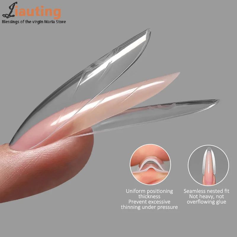 ساندويتش أشكال أظافر مزدوجة 240 قطعة 14 مقاس ملحقات سريعة-أشكال مزدوجة على شكل حرف T أظافر بيضاوية أشكال قالب علوي قالب سفلي ثلاثي الأبعاد #3