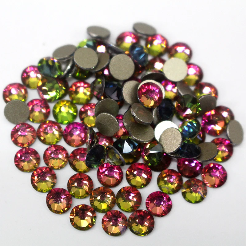 Rainbow 8 Big and 8 Small Cut Non Hotfix 5A Top Quality Flat Back Rhinestones Glue on Crystal Nail Art or Wedding Dance Costume