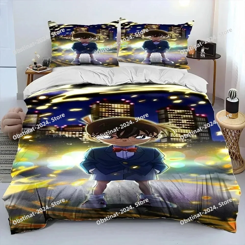 3D Print Anime Detective Conan Bedding Set Printed Bed Set Duvet Cover Sheet Pillowcase Soft Quilt Cover Full Queen King Size