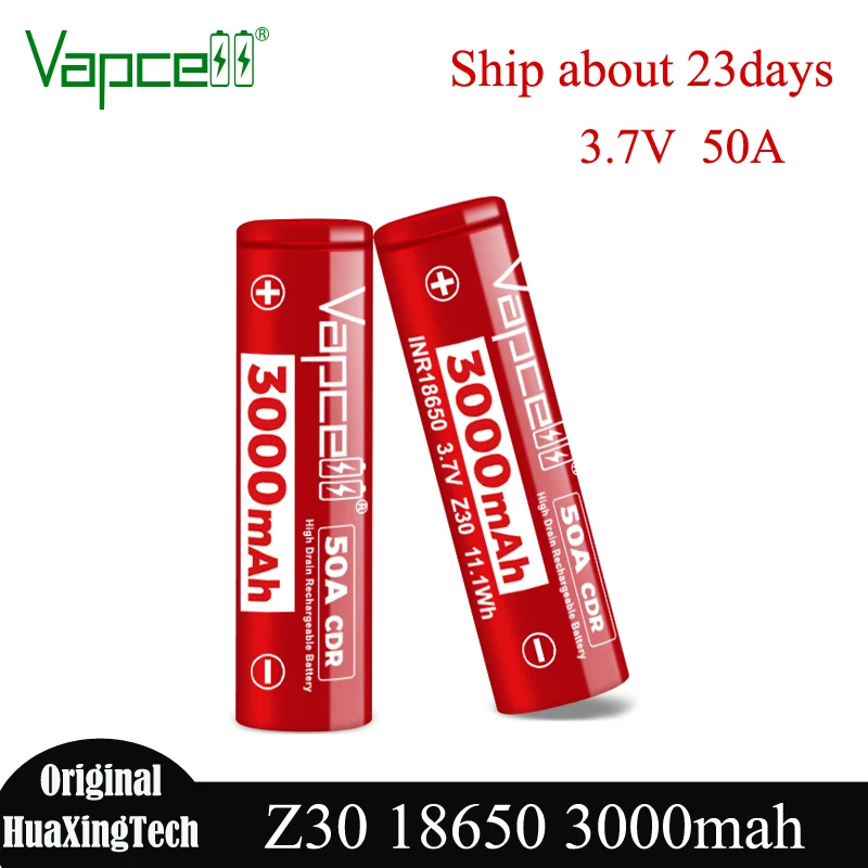 Оригинальный аккумулятор Vapcell Z30 18650, 3000 мАч, 50 А, 3,7 В, литиевая аккумуляторная батарея высокой мощности INR18650 для домашних инструментов, игрушек