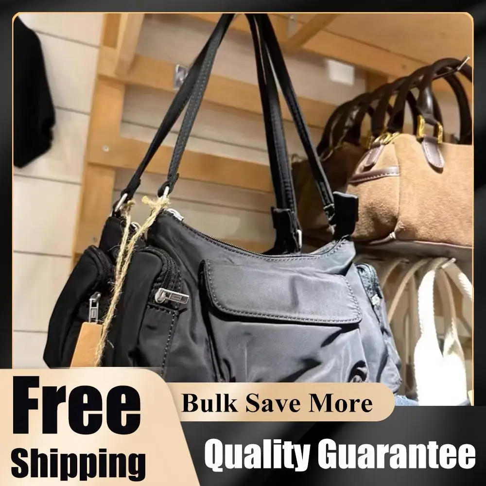 

Women Nylon Multi-Pockets Handbag Lightweight All-Matching Underarm Bag Retro Korean Styles for Everyday