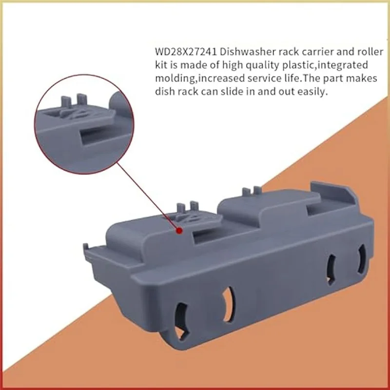 

A38T-4Pack WD28X27241 Dishwasher Baskets Rack Carrier And Roller Kit Replacement Part For Dishwasher Lower Rack Wheels