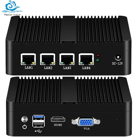 Fanless Industrial Mini PC Inter Celeron J1900 4xi225V NIC with 1xHDMI 1xVGA 2xUSB Support Windows10 LINUX Pfsense Computer