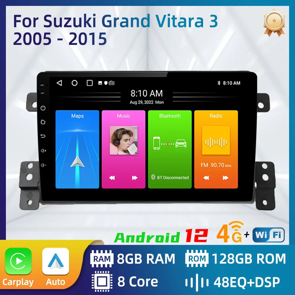 

Car Radio For Suzuki Grand Vitara 2005 - 2015 Android Car Multimedia Player Carplay Auto GPS Navigation Touch Stereo 2 Din FM