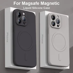 Liquid Silicone For Magsafe Wireless Charge Magnetic Case for iPhone 16 15 14 13 12 Mini 11Pro Max Plus XR Shockproof Soft Cover