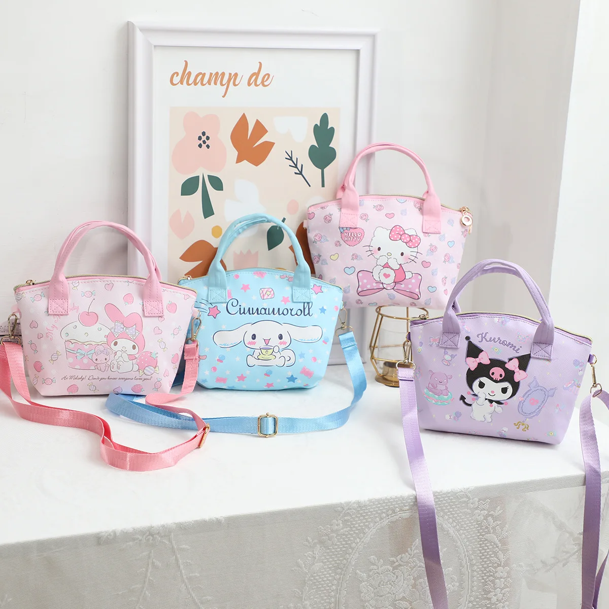 

Cartoon Pu Sanrio Cinnamoroll Satchel Student Cute My Melody Kuromi Casual Cartoon Satchel Hello Kitty Handbag Gifts for Girls