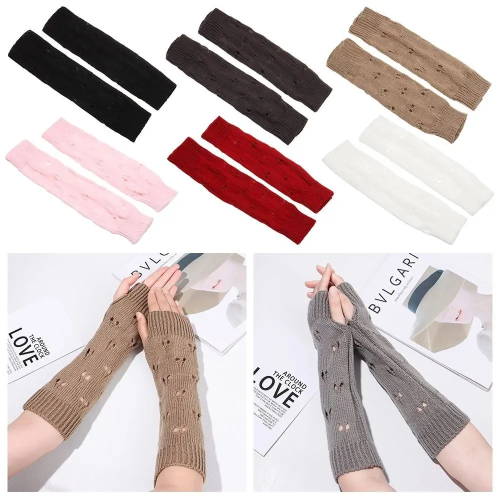 الجوف خارج تصميم محبوك قفازات الذراع الكروشيه دفئا حورية البحر تصميم مدفئات للذراع لينة محبوك أسود اللون قفازات الحياكة