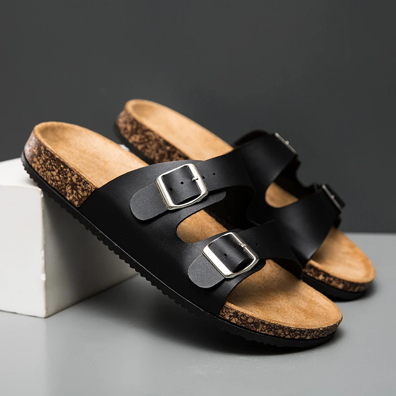 

Модные классические тапочки унисекс для мужчин, удобная летняя обувь на пробковой подошве для мужчин, уличные сандалии из микрофибры, большие размеры 36-45