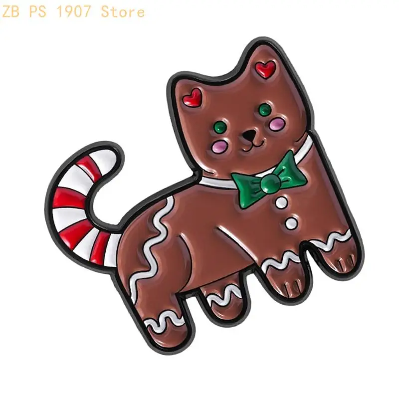 سبيكة عيد الميلاد هريرة Bowknot المينا دبوس لطيف الزنجبيل كوكي بروش لحقيبة الظهر سترة الديكور هدية عيد 55KA