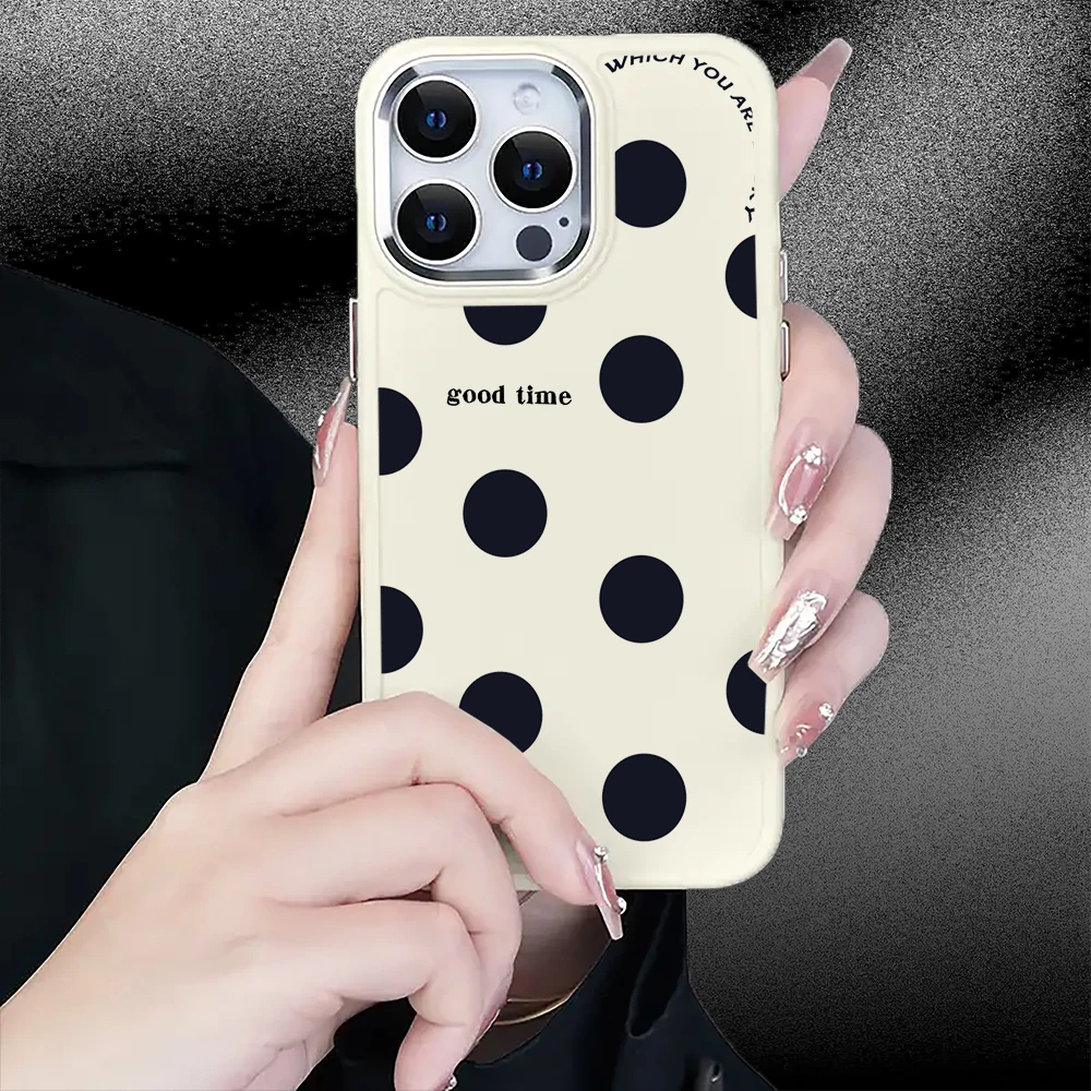 

Чехол для телефона с черными узорами в горошек для iPhone 16Pro Max/iPhone 16Pro/iPhone 16/16 Plus для iPhone 11 12 13 14 15 серий