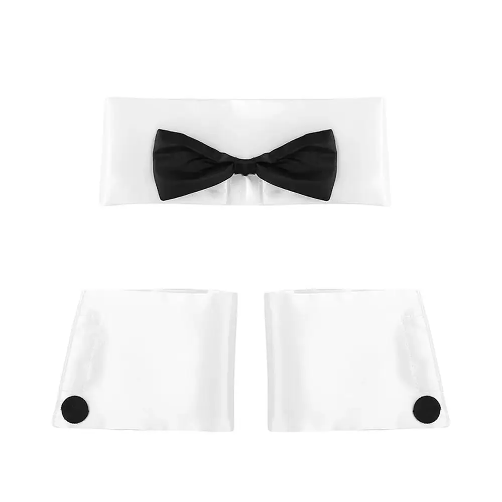 3Pcs/Set Fashion Gentleman Bow Tie Cuffs Set Designer Business Dancer Costume Accessories Adjustable Cosplay Outfit for Men