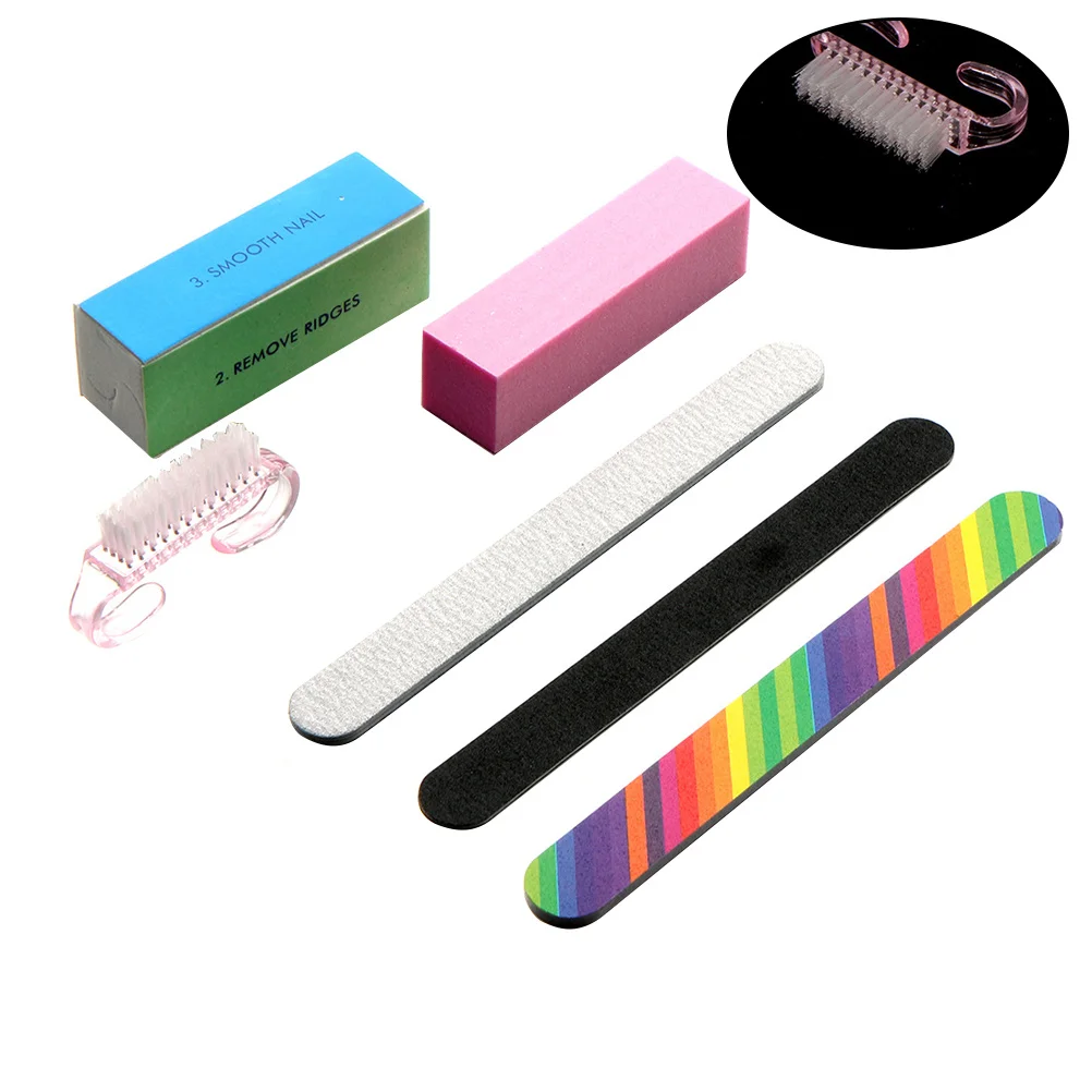 Conjunto de arquivos de unhas, 6 peças, placas duplas, blocos de buffer, ferramentas para arte em unhas, removedor de esmalte, kit de manicure para salão de beleza, casa