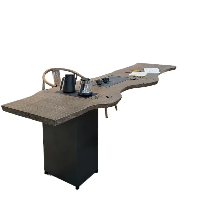 Ash wood solid wood large board tea table, log whole board special-shaped tea table