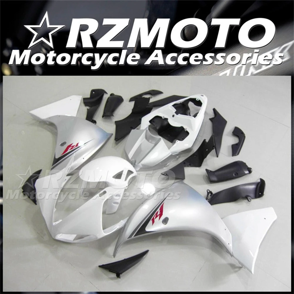 

New ABS Motorcycle Bike Whole Fairings Kit Fit for YAMAHA YZF - R1 2009 2010 2011 2012 2013 2014 Bodywork set Silver White Nice