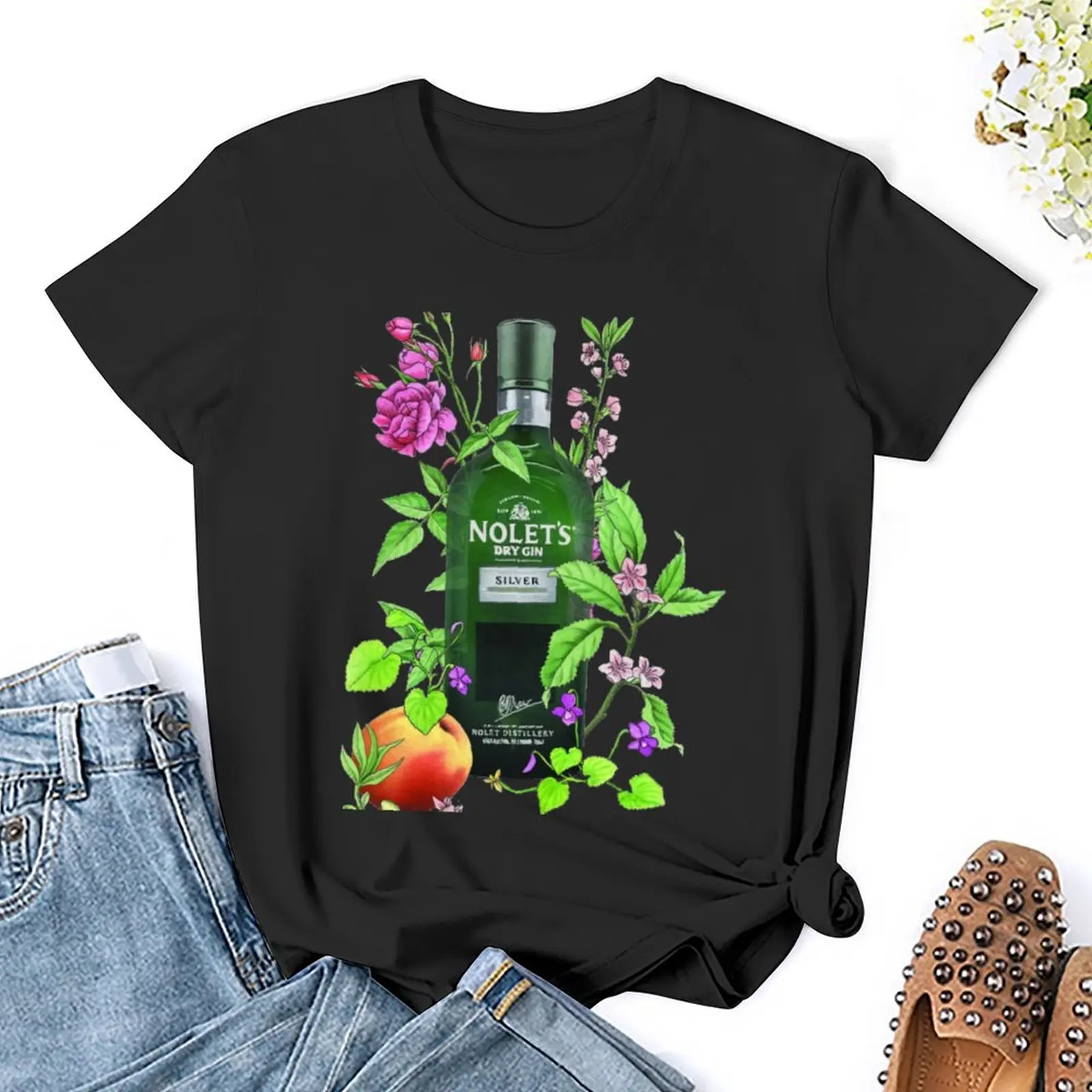 Gin Nolets illustrazione t-shirt abbigliamento hippie moda coreana vestiti da donna vestiti firmati donne di lusso