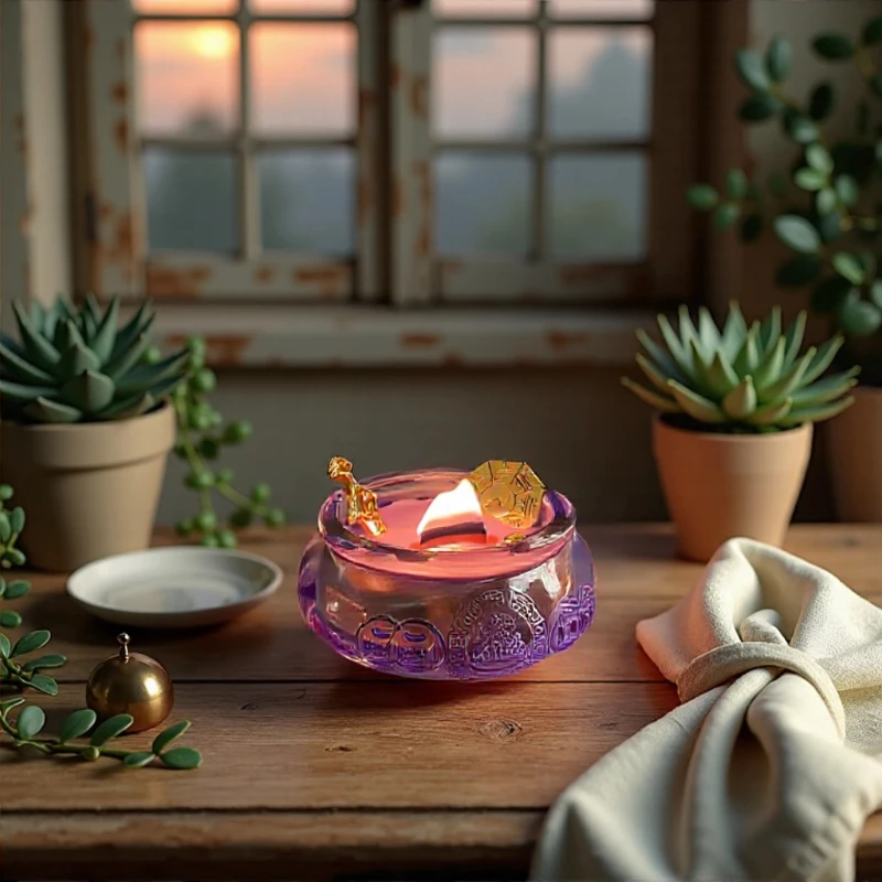 New Year Gift, Purple Cornucopia Scented Candle  Traditional Chinese Style  Long-lasting Fragrance  Household Use