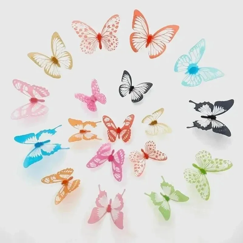 1/2Sets Crystal Butterflies 3d Wall Sticker Beautiful Butterfly Living Room for Kids Room Wall Decals Household Decoration