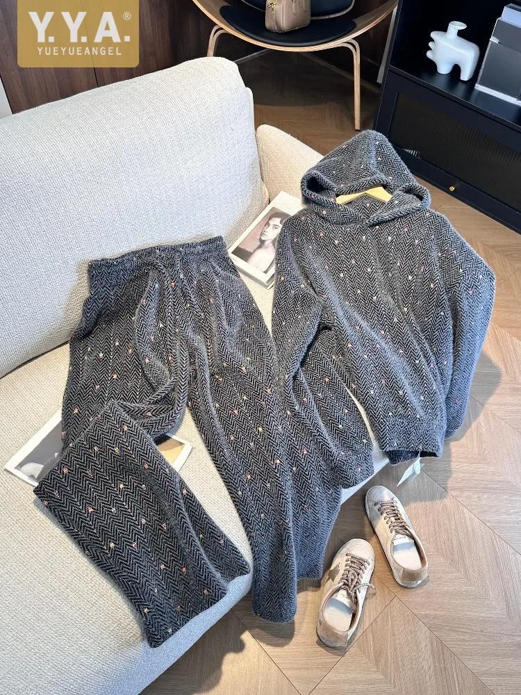 

Outdoor Fashion Women Loose Fit Running Set Gym Fitness Sportswear Hooded Sweatshirts Top Pants Two Piece Set Training Tracksuit