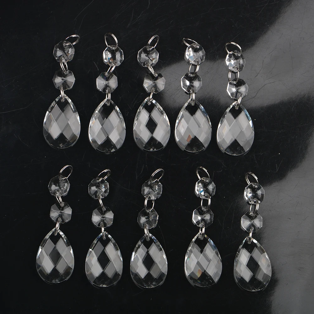 20pcs 38mm Clear Glass Crystal Chandelier Prisms Parts Suncatcher Prism Hanging Drop Pendants