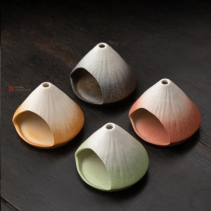 

Керамическая курильница в форме горы Фудзи для кедра и шалфея, с эффектом обжига в печи, для вашего дома