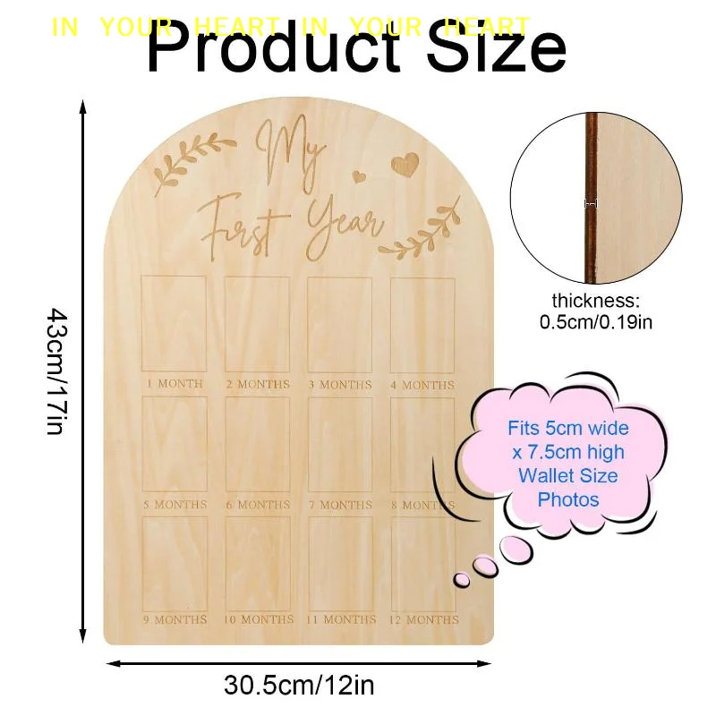 【X】Baby First Year Wooden Photo Board 12 Monthly Milestone Picture Frame For One Year Birthday Photography Decoration Sign