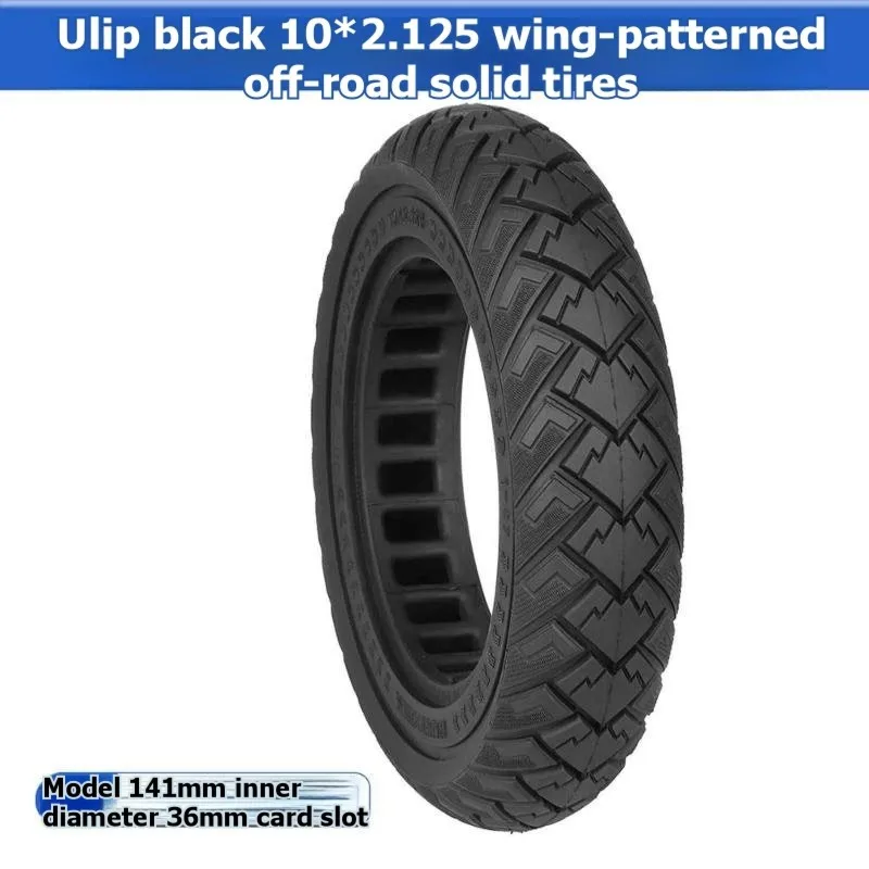 B48B-10X2.125 Solid Tire Scooters Ulip Wing Pattern Off-Road No-Inflate Tire 141Mm Inner Diameter, 36Mm Slot Width