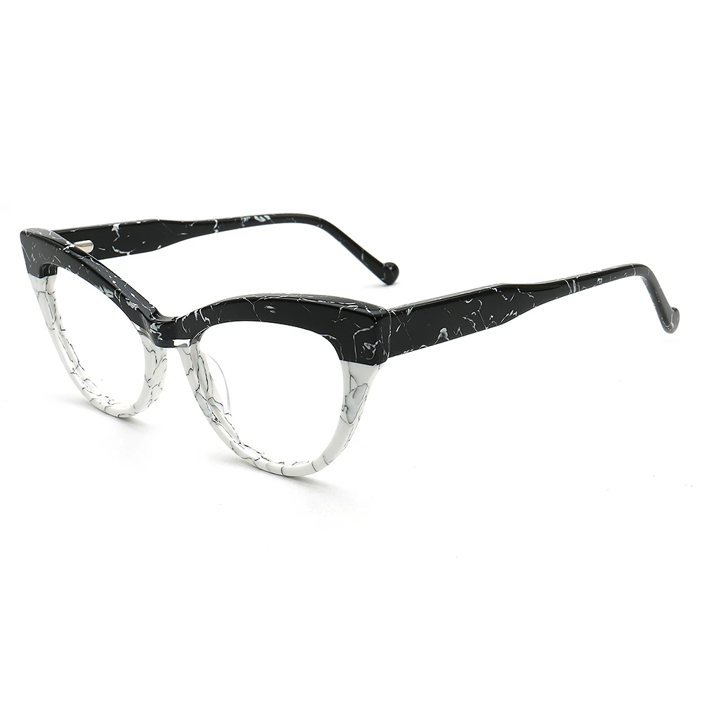 Modern Womens Cat Eye Glasses Frames for Female Optical Eyeglasses Fashion Two Tone Prescription Eyewear Retro Myopia Spectacles