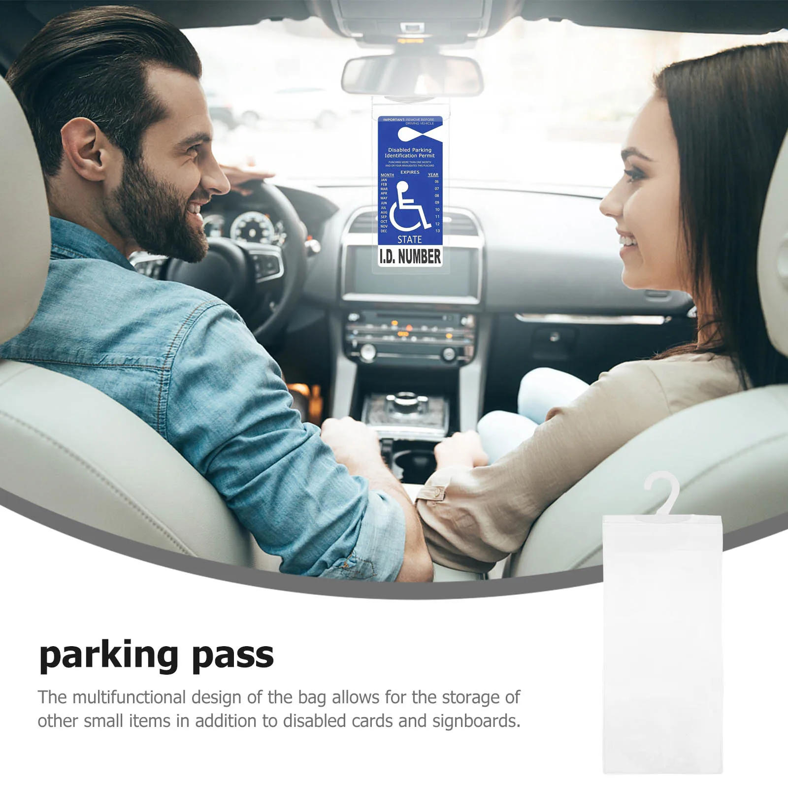 

2pcs PVC Transparent Disabled Parking Permit Sign Protector Hanger Handicap Placard Holder Car Display Case Storage Bag Large