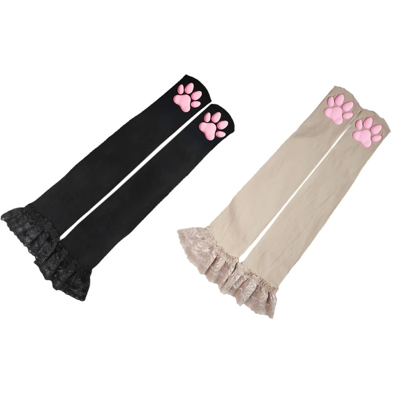 

for Cat Claw Socks for Cat Paw Stocking Over The Knee Long Socks Girls Ruffle So