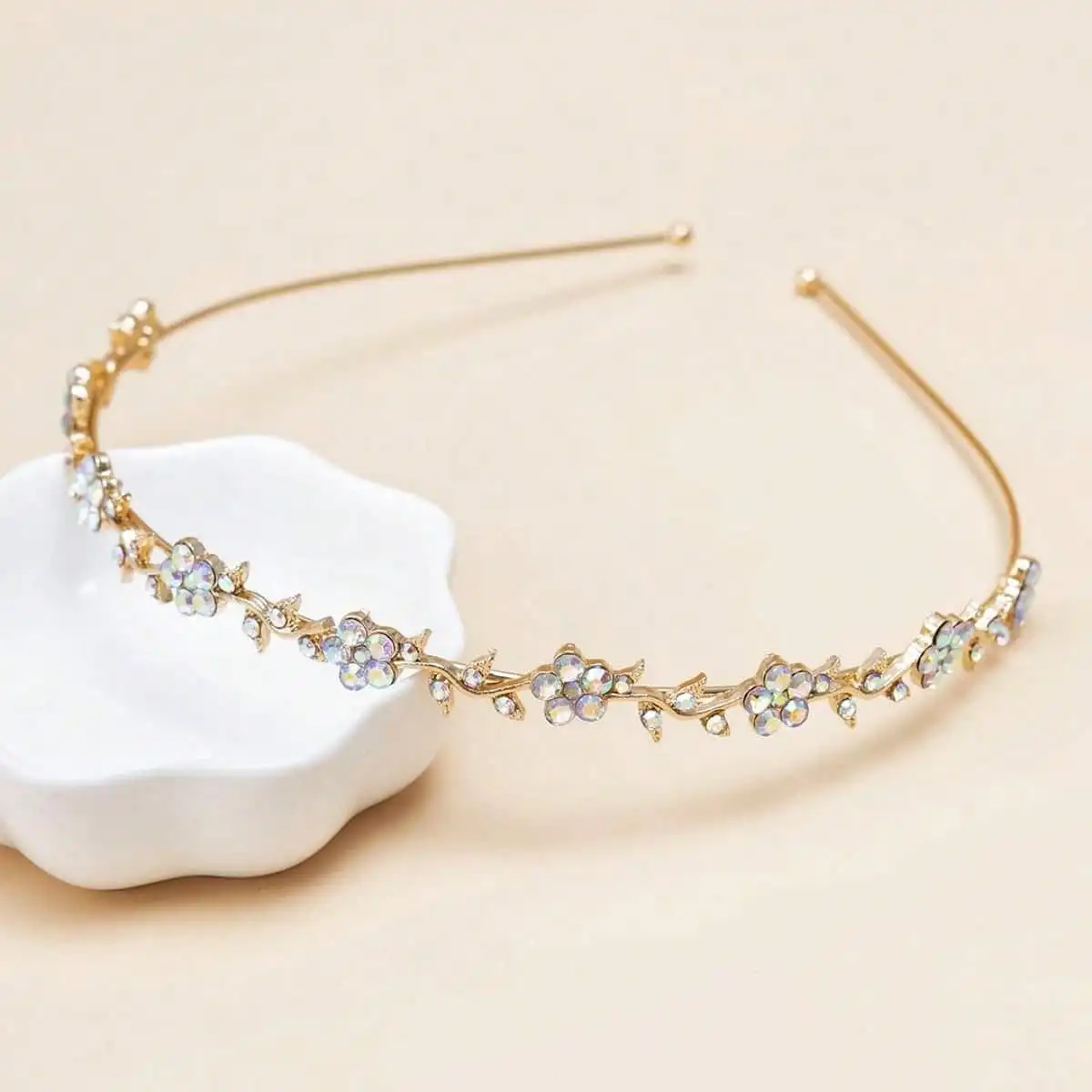 Flower rhinestone headband headdress hair lady