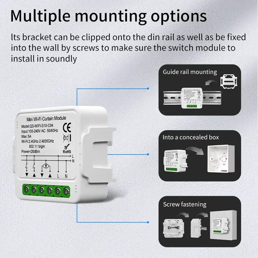 Tuya Smart ZigBee/WiFi Curtain Switch Module Roller Blinds Shutter Motor APP Control Smart Life Works with Alexa Google Home