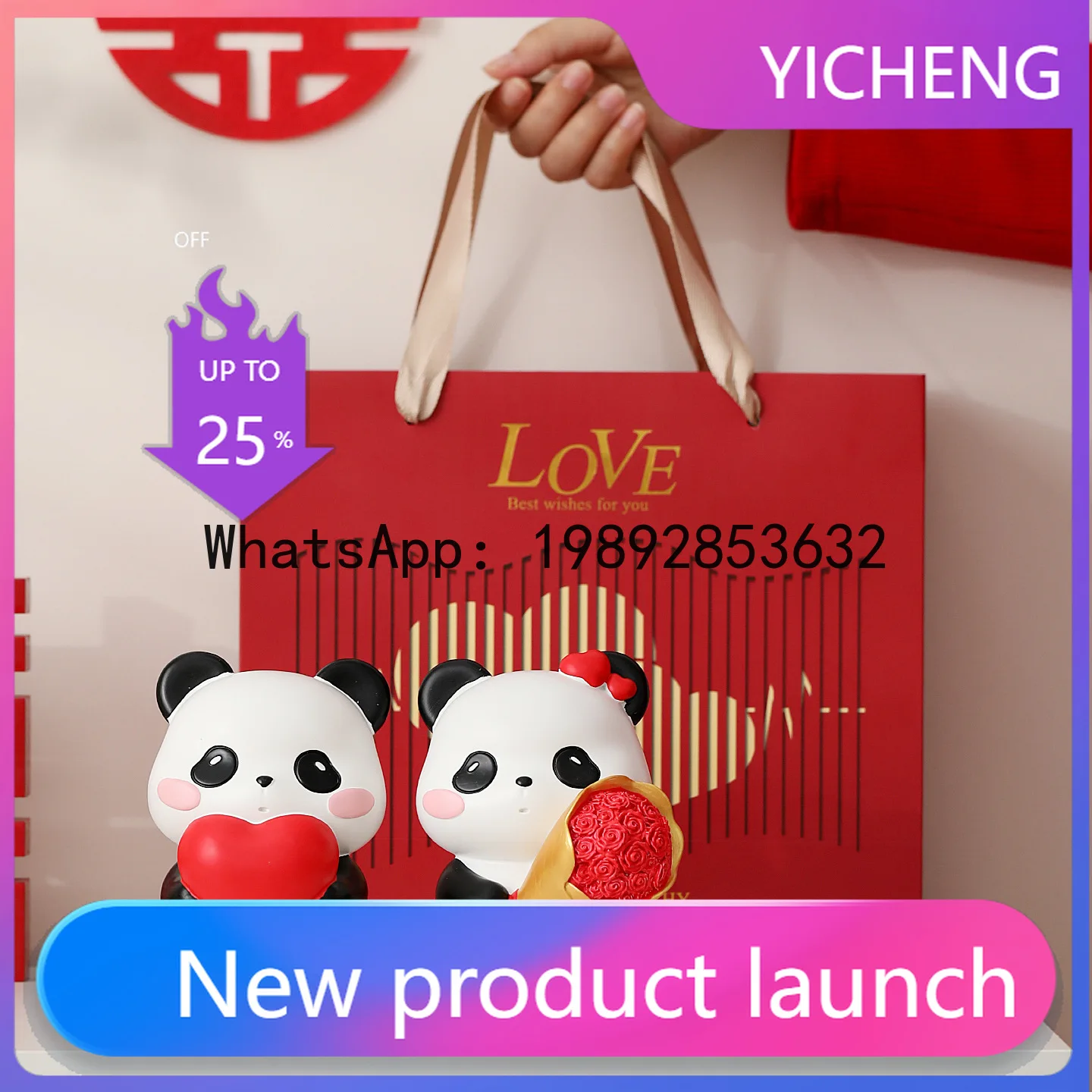 

CB panda wedding gift for newcomers, engagement couple gift box set, girlfriends and sisters, souvenir ornament