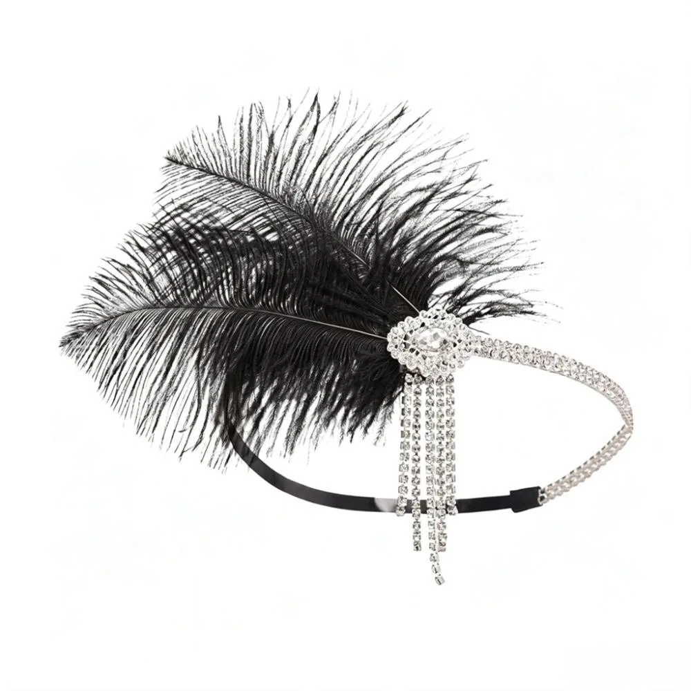 Accessories Glistening Feather Headband Vintage Retro Gatsby Headpiece Elegant with Tassel Flapper Headband Ceremony