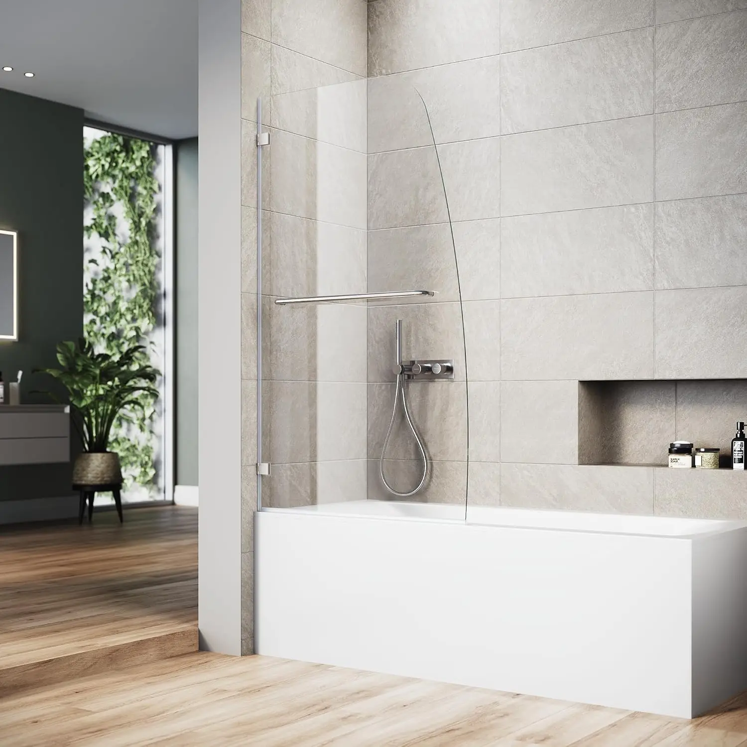 

Душевая дверь для ванны Навесной экран для ванны 5/16 дюймов Прозрачная стеклянная дверь для ванны 34 дюйма Ш x 58 дюймов Поворотная поворотная душевая дверь с полотенцем B