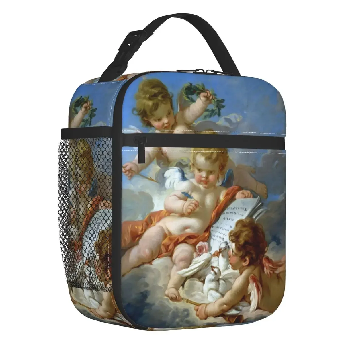 Aesthetic Renaissance Angel Resuable Lunch Box Waterproof Boucher Rococo Art Thermal Cooler Food Insulated Lunch Bag Office Work