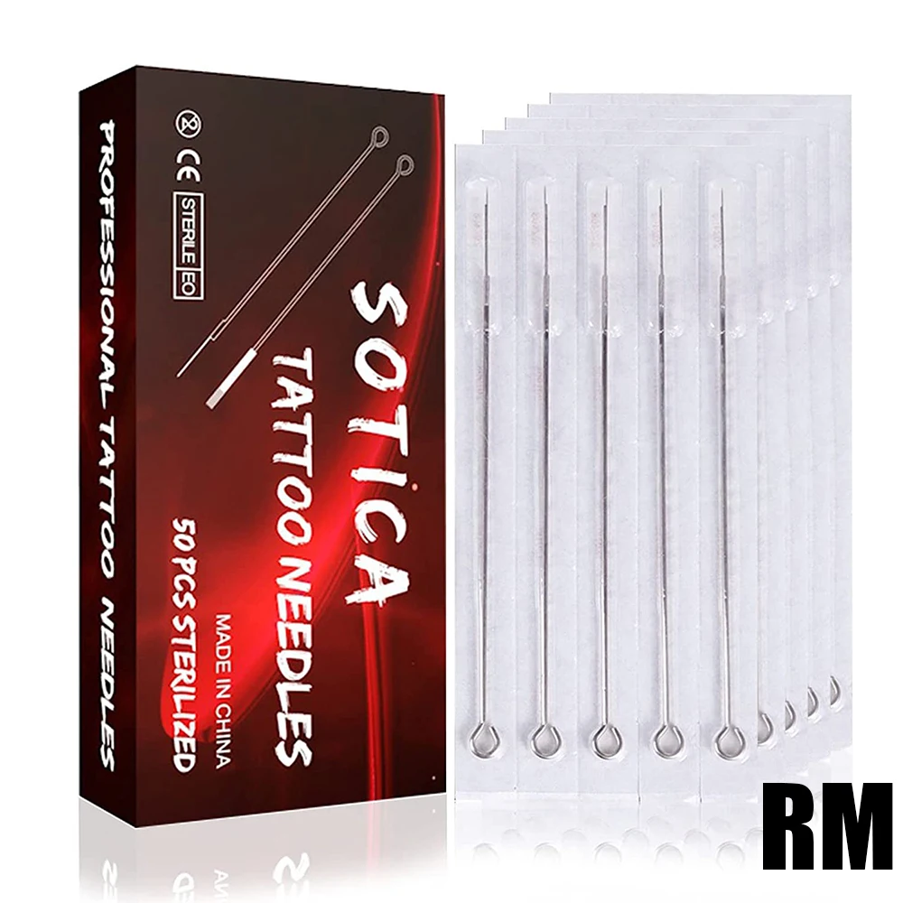 

50pcs Tattoo Needles 5/7/9/11/13/15RM Disposable Sterile Standard Tattoo Needles Round Magnum for Machine Grips Tips Supp