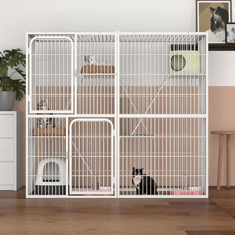 

Cat Cage Three-story Villa Super Free Space Double-storey Cat House Pet Cages Houses Plaid for Cats Replacement Support CLASSICS